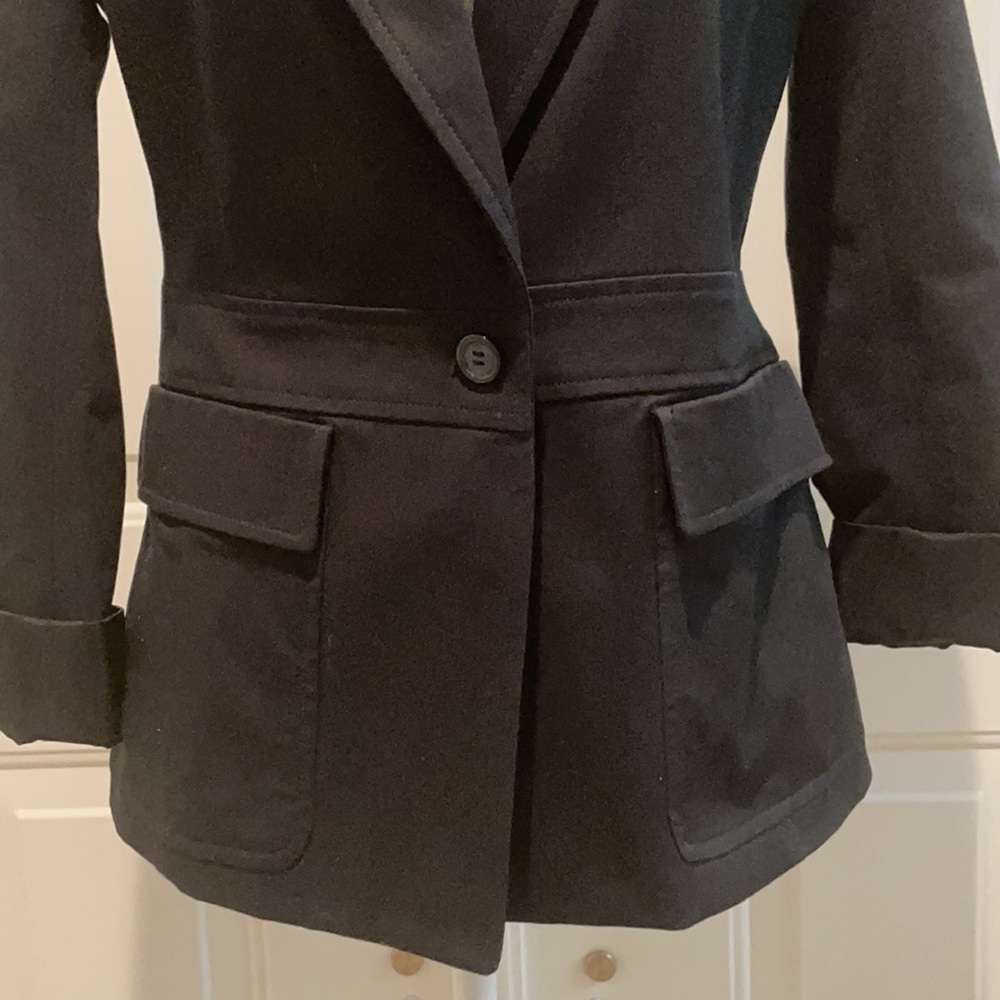 Express Stretch SZ 3/4 Women’s Lined Black One Button  Two Pocket Blazer - Picture 3 of 14
